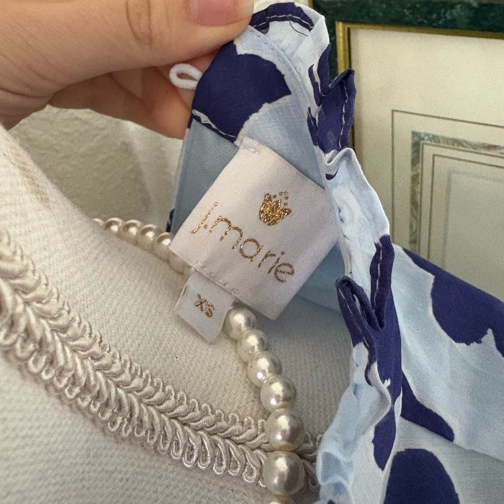 J. Marie Pippa Blue and White Sleeveless Sundress with Mock Neck - Picture 4 of 4